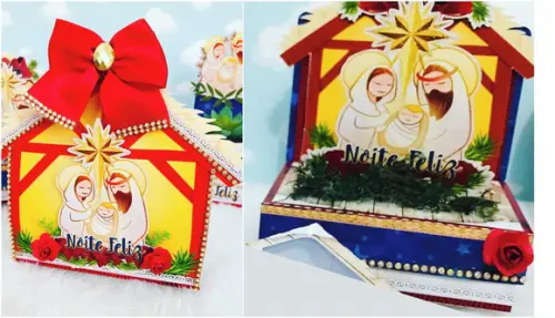 Arquivo Silhouette Caixa Presépio e Cenário Natal