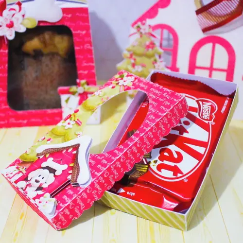 Molde para Corte Caixa para Kitkat Natal Cachorrinho