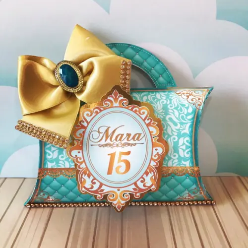 Molde para Corte Caixa Travesseiro Festa 15 Anos Luxo