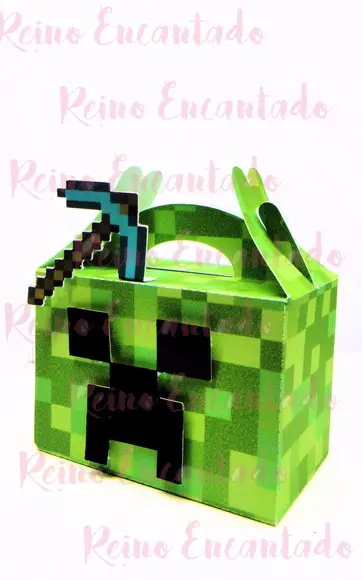 Arquivo Silhouette Caixinha com Alça Minecraft