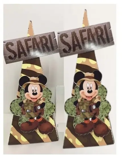 Arquivo Silhouette Caixa Cone Pirâmide Mickey Safari