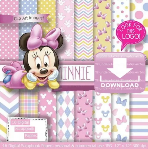 Kit Digital Papel - Minnie Bebê