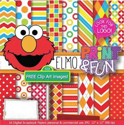 Kit Papel Digital Scrapbook Elmo Vermelho