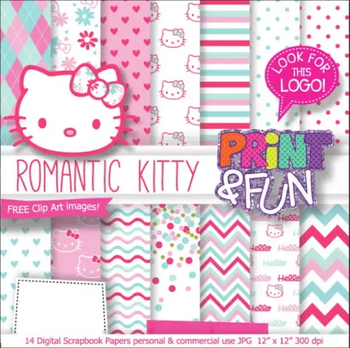 Kit Papel Digital Scrapbook Kitty Rosa