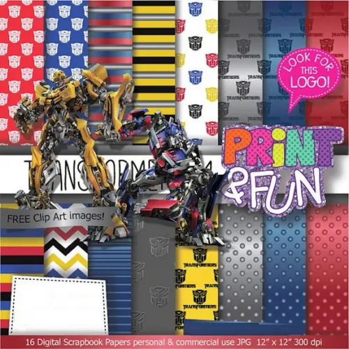 Kit Papel Digital Scrapbook Transformers