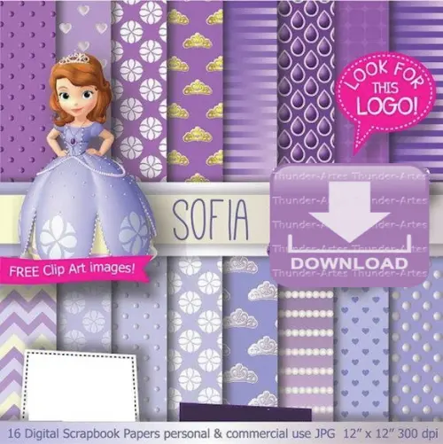 Kit Papel Digital Princesa Sofia