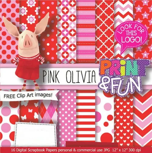 Kit Papel Digital Scrapbook Olivia Rosa