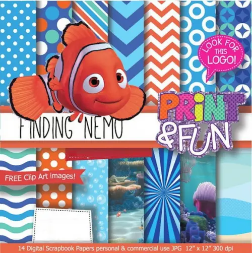 Kit Papel Digital Scrapbook Procurando Nemo