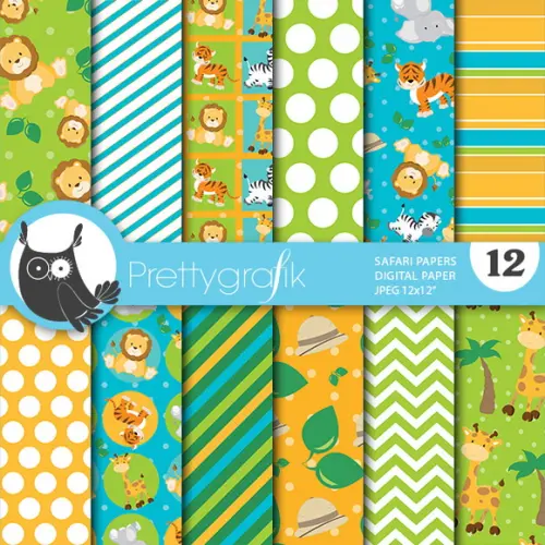 Kit Papel Digital Scrapbook Safari