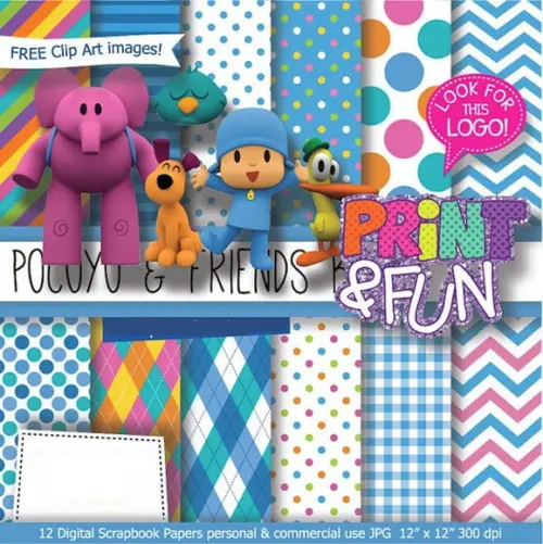 Kit Papel Digital Scrapbook Pocoyo