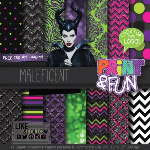 Kit Papel Digital Scrapbook Malevola