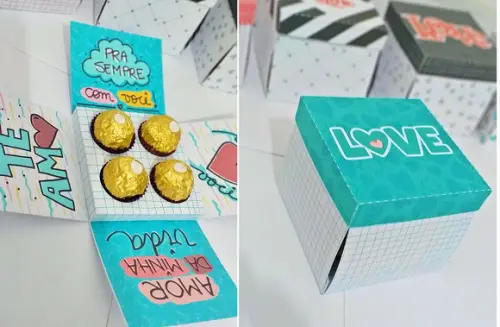Arquivo Silhouette Caixa Explosão 04 Doces dia Namorados