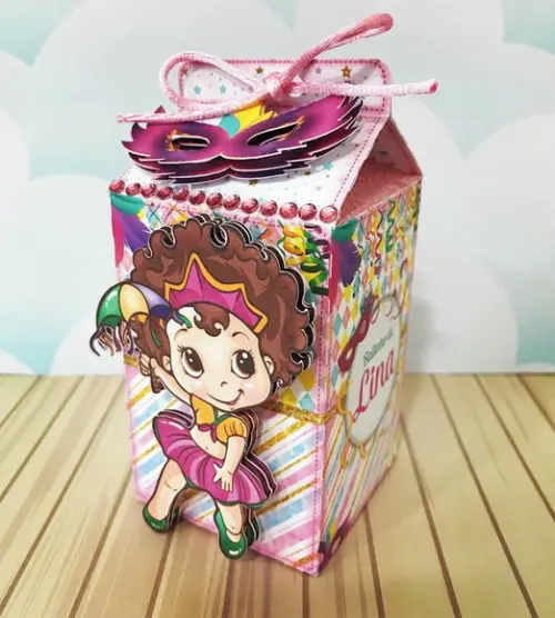 Arquivo Silhouette Caixa Milk Festinha Meninas Carnaval