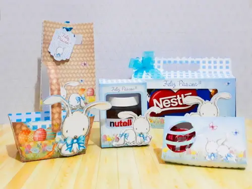 Arquivo Silhouette Kit Coelhinhos Azul Pascoa