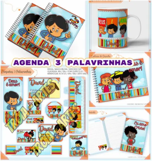 Arquivo Silhouette Kit Etiqueta e Agenda 3 Palavrinhas