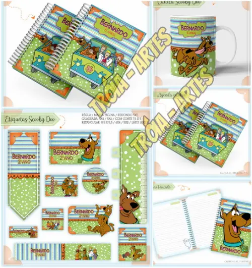 Arquivo Digital Etiquetas e Agenda Escolar Scooby-doo