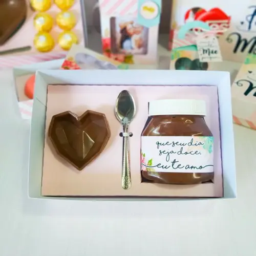 Arquivo Digital Caixa Coração lapidado 65g e Nutella MÃES