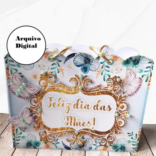 Arquivo Silhouette Dia das Mães Azul SACOLINHA PRESENTE