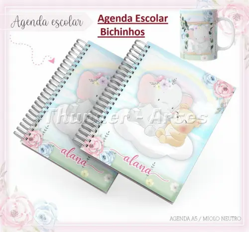 Arquivo Silhouette Etiquetas e Agenda Escolar Bichinhos