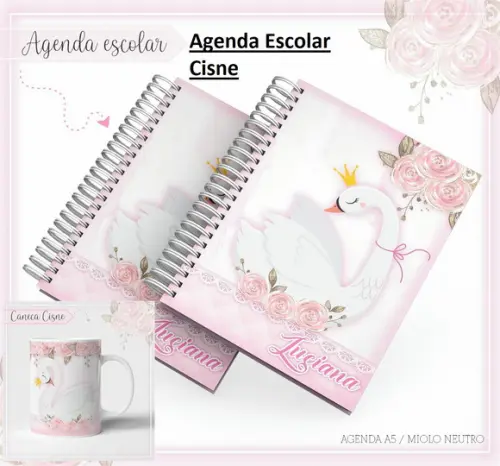 Arquivo Silhouette Etiquetas e Agenda Escolar Cisne