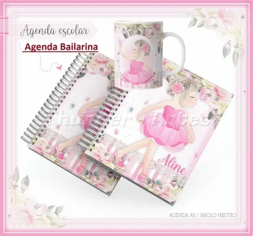 Arquivo Silhouette Etiquetas e Agenda Escolar Bailarina