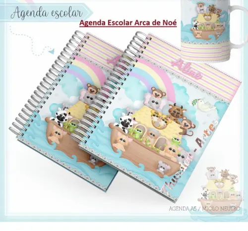 Arquivo Silhouette Agenda Escolar Menina Arca de Noé