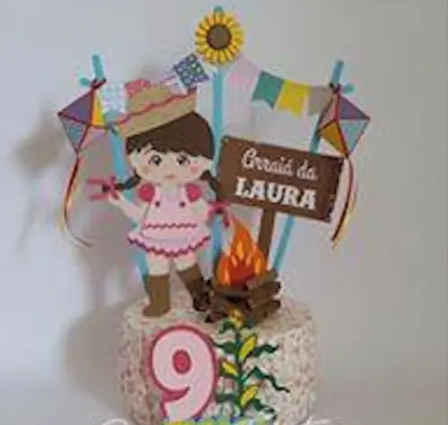 Arquivo Silhouette Topo de bolo Festa Junina Menina