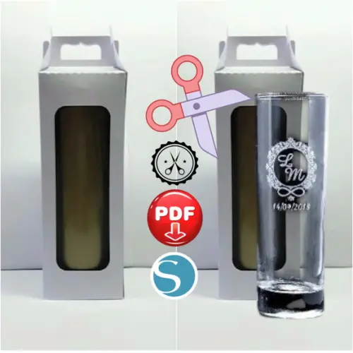 Caixa para Copo Long Drink 300ml Arquivo Studio pdf Tesoura