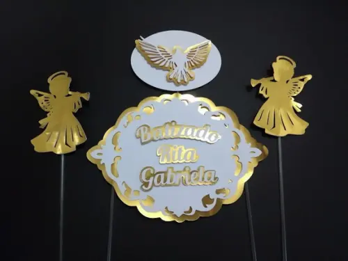 Arquivo Silhouette Topo de Bolo Batizado
