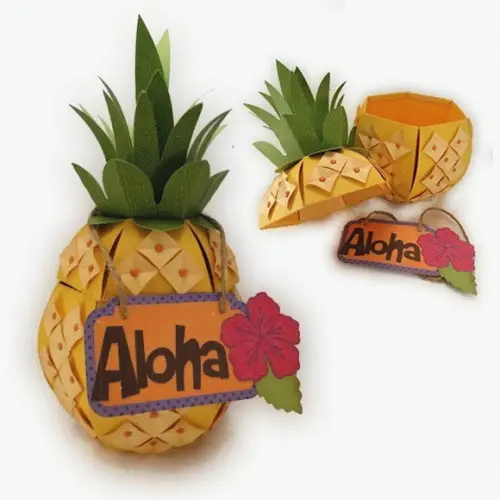 Arquivo Silhouette Caixa Abacaxi Frutas Aloha