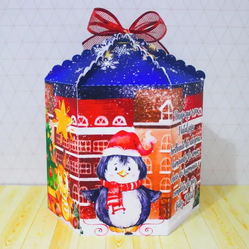 Caixa Panetone (500g) Arquivo de corte Natal