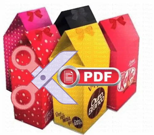 Arquivo (pdf) Kit Caixas Bombom Presente Namorados Tesoura