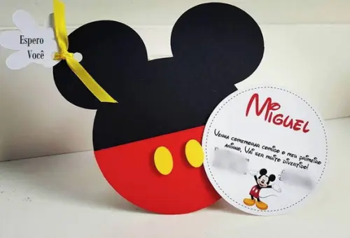 Arquivo Silhouette Convite Infantil Cabeça Mickey