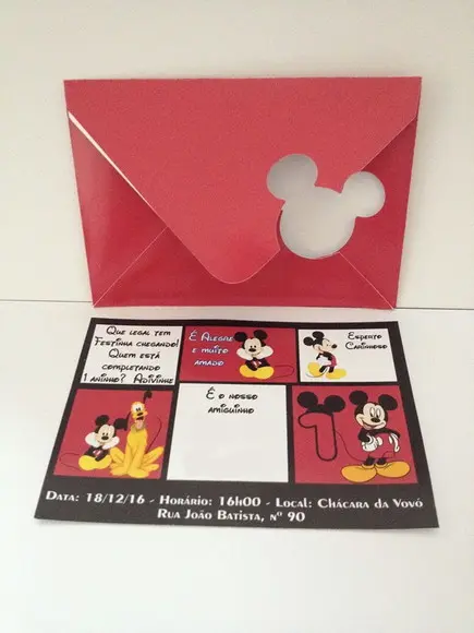 Arquivo Silhouette Convite Infantil Mickey