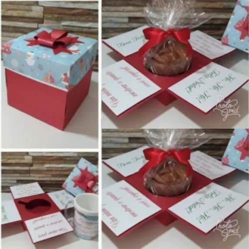 Arquivo Silhouette Caixa explosão mini panetone Natal