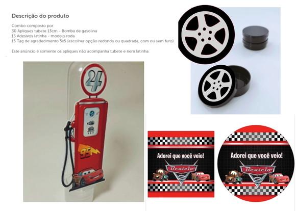 Apliques p/ Tubete 3d, Latinha e Tag de Agradecimento Carros