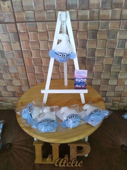 Chaveiro Smurfs em Feltro