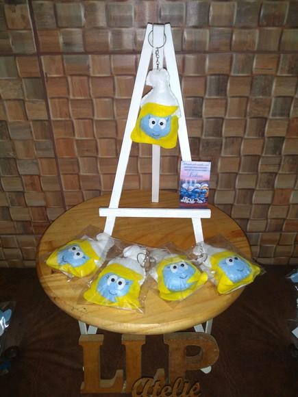 Chaveiro Smurfs em Feltro