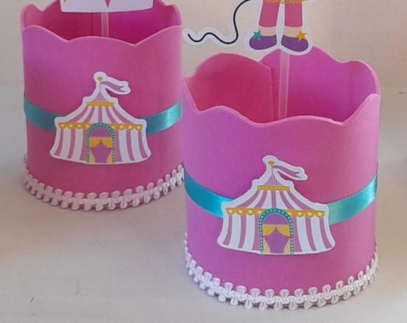 Circo Rosa Cesco com Pega Balão Centro de Mesa