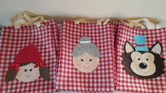 Combo Sacolas e Tubetes - Chapeuzinho Vermelho / Lobo/vovó
