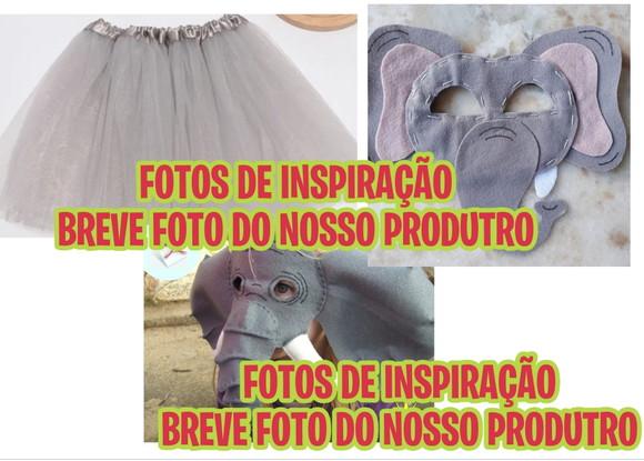 Combo- Máscaras Infantil + Saia Tule + Máscara Luxo Elefante