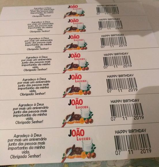 Folha adesiva - com 9 rótulos para nutella