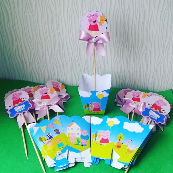 Kit 10 - Cachepô Centro de Mesa Luxo - Pepa Pig