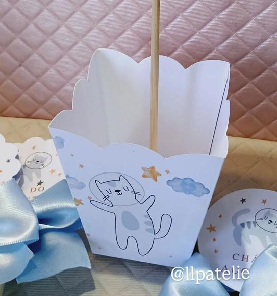 Kit 10 Cachepo Centro de Mesa - Gato Astronauta Aquarela