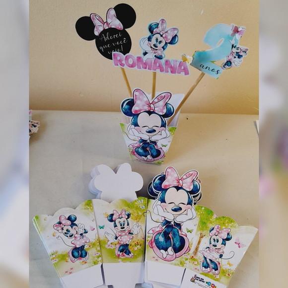 Kit 10 Cachepô Centro de Mesa Luxo - Minnie Jardim Encantado
