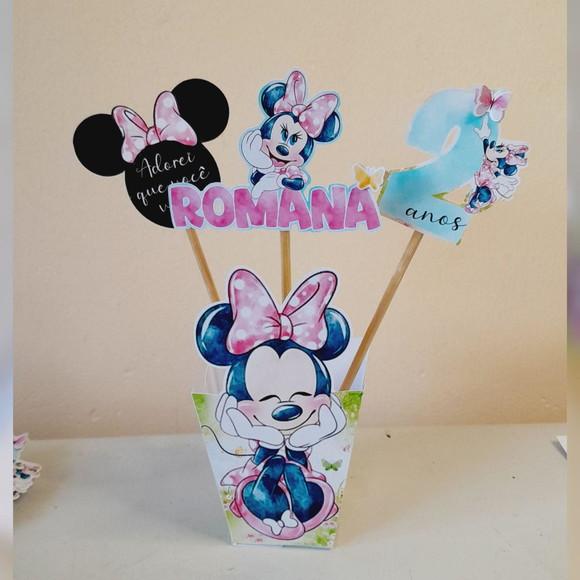 Kit 10 Cachepô Centro de Mesa Luxo - Minnie Jardim Encantado