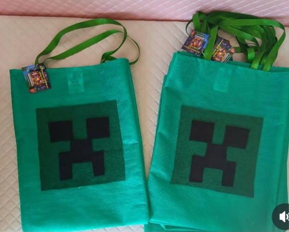 Kit 10 Sacolas em Tnt com Aplique em Feltro Minecraft