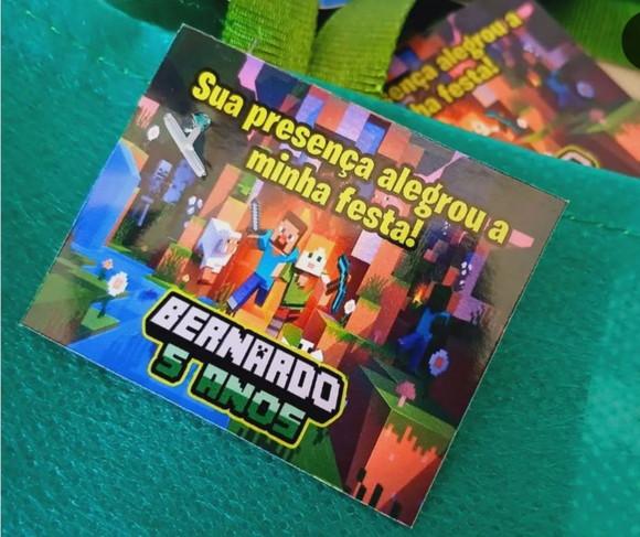 Kit 10 Sacolas em Tnt com Aplique em Feltro Minecraft
