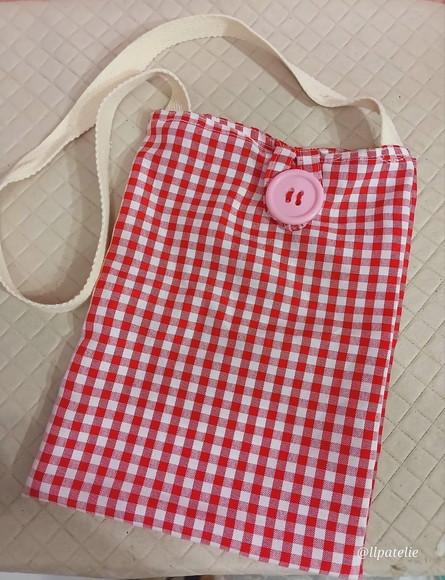 Kit 15 - Bolsa Transversal de Ombro, em Tecido Xadrez.