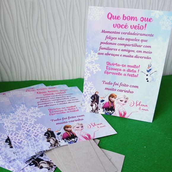 Kit 15 Display Mesa - Placa de Agradecimento Frozen